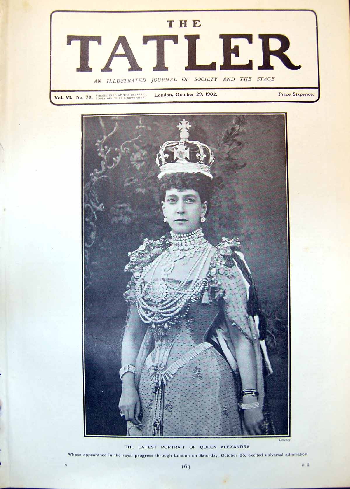 Antique Old Print Portrait Queen Alexandra Royal Progress Through London 1902