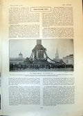 Antique Old Print Nelson Monument Trafalgar Day Wreaths Model Submarine 1902