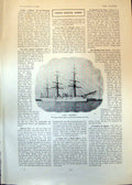 Antique Old Print Hms Calliope Only Warship Survived Samoan Hurricane 1902 20th