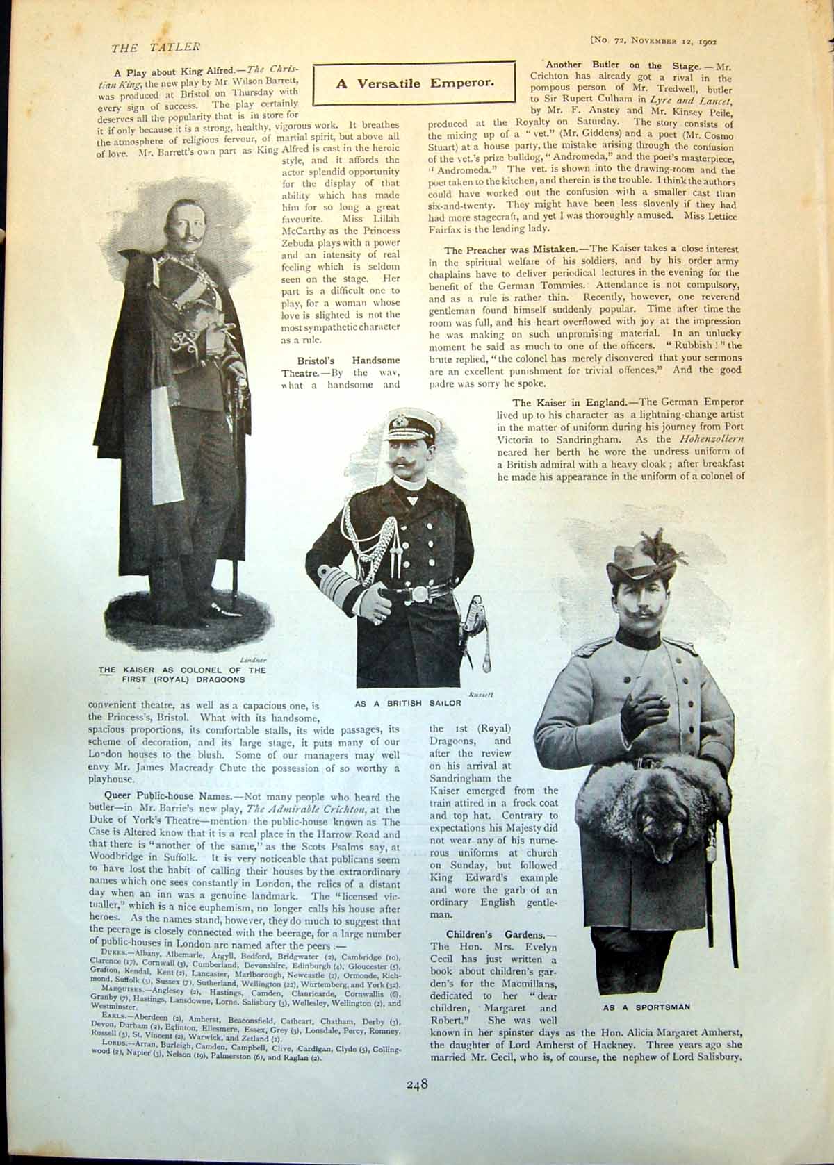 Old Kaiser As Colonel First Dragoons As British Sailor As Sportsman