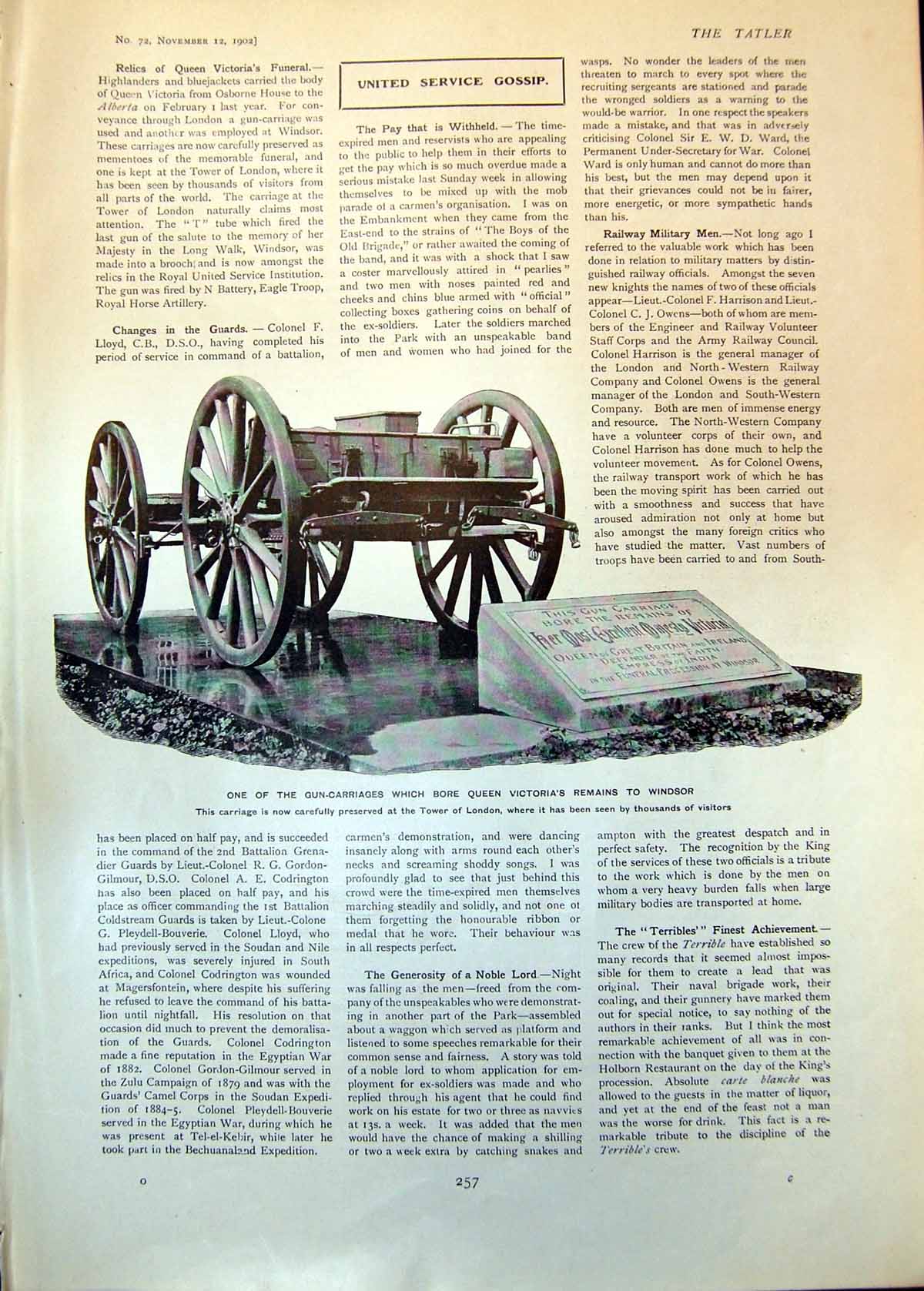 Antique Old Print One Gun Carriages Bore Queen Victorias Remains Windsor 1902