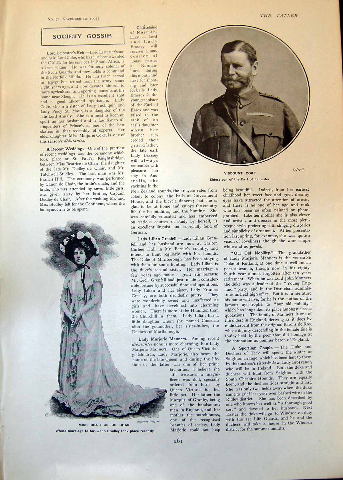 Old Viscount Coke Beatrice De Chair Earl Lonsdale Lowther Castle 1902 20th