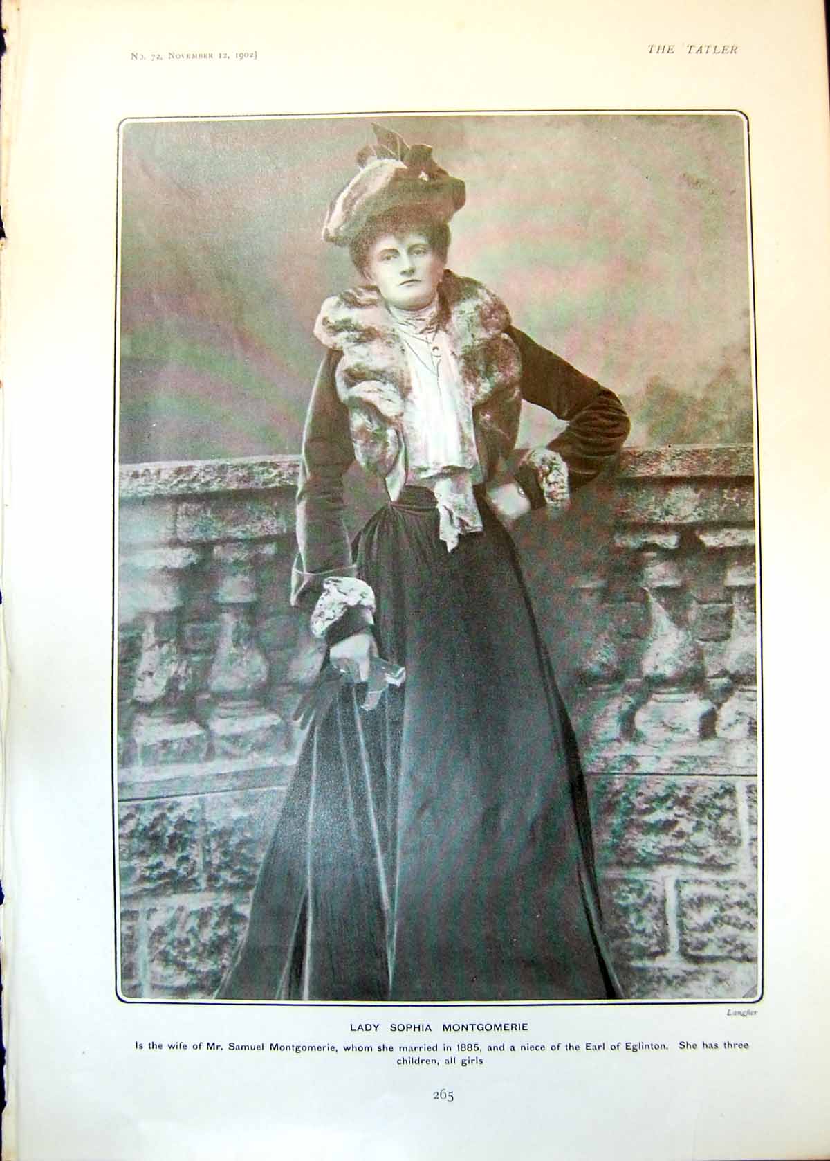 Old Print Lady Sophia Montgomerie Book Romance Lady Gibourc Rainouart1902 20th