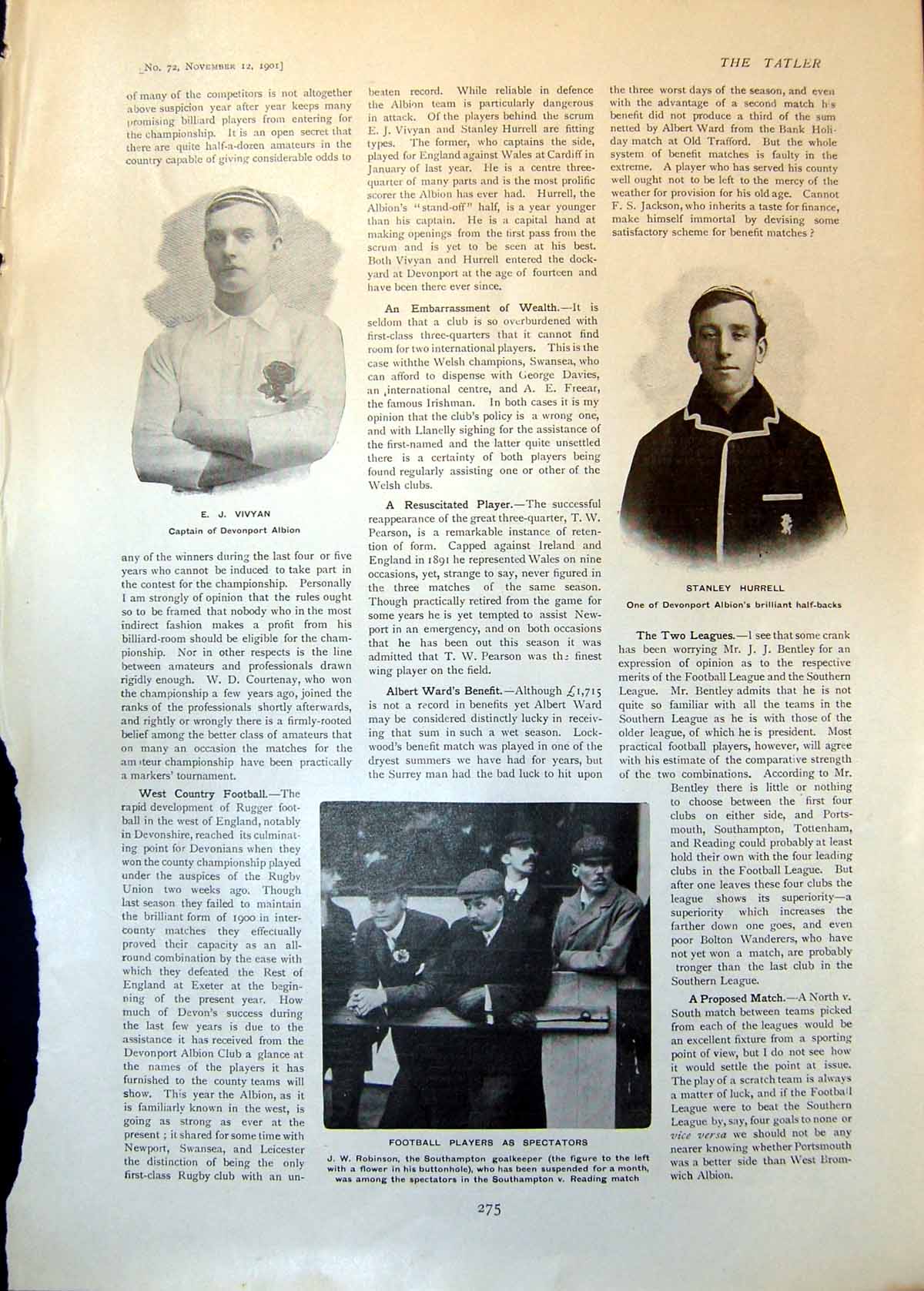 Old E Vivyan Devonport Albion Stanley Hurrell Abergeldie Castle 1902 20th