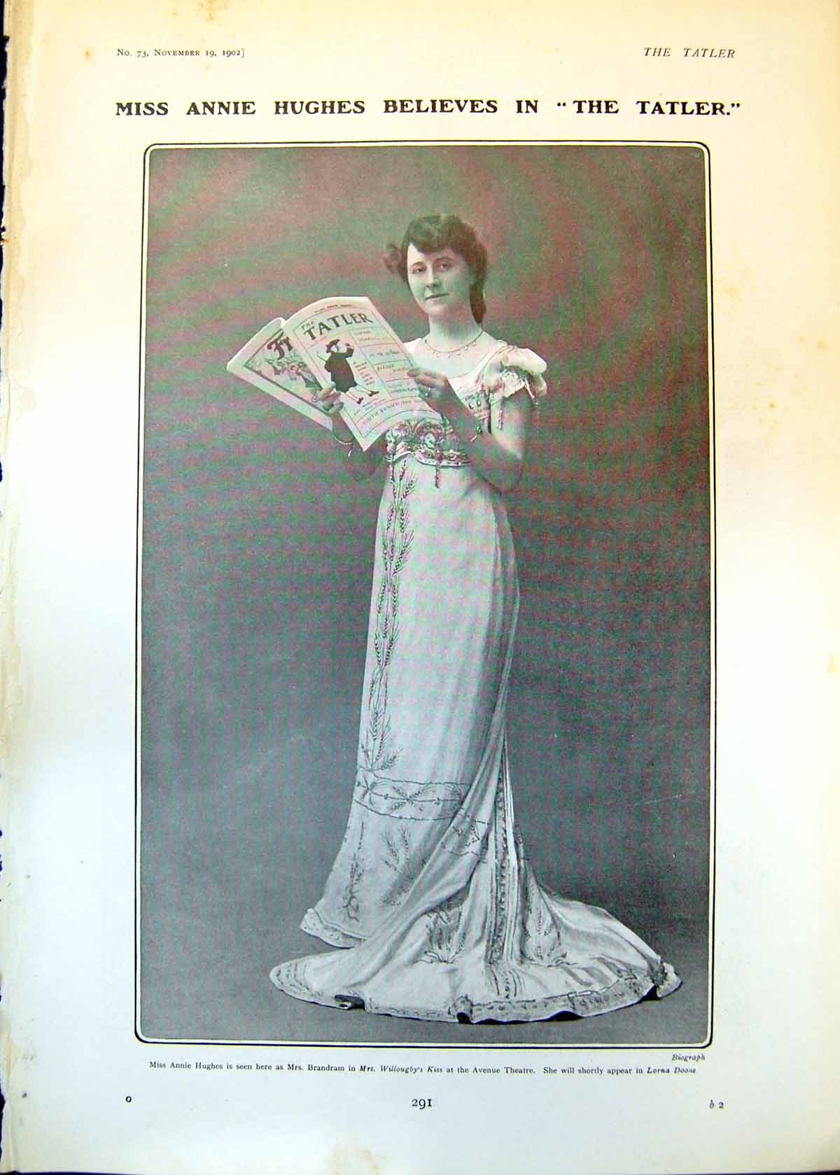 Original Old Antique Print Annie Hughes Gladys Wilson Duchess Marlborough 1902