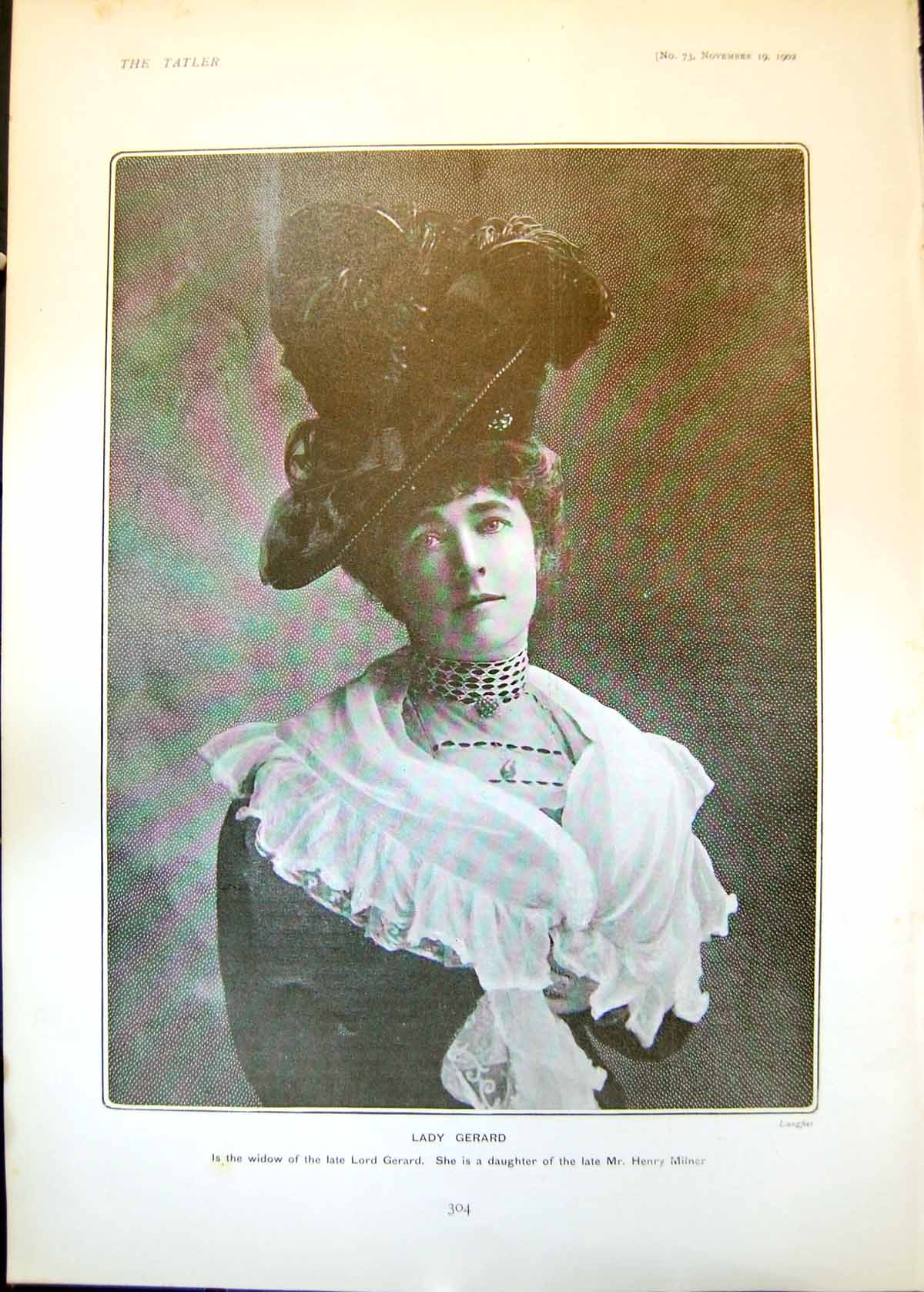 Antique Print Lady Gerard Countess Carrobio Lady Muriel Gordon-Lennox 1902 20th