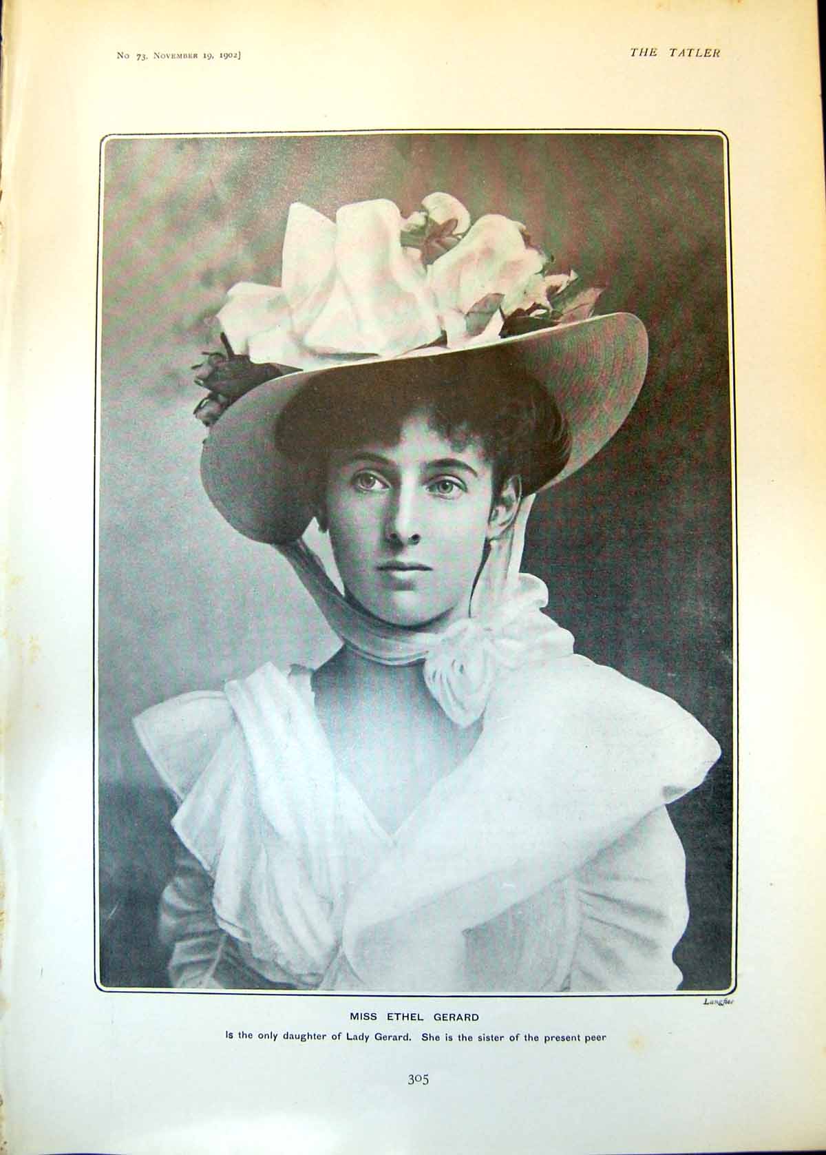 Antique Print Ethel Gerard Daughter Lady Gerard Gossip Books Policeman 1902