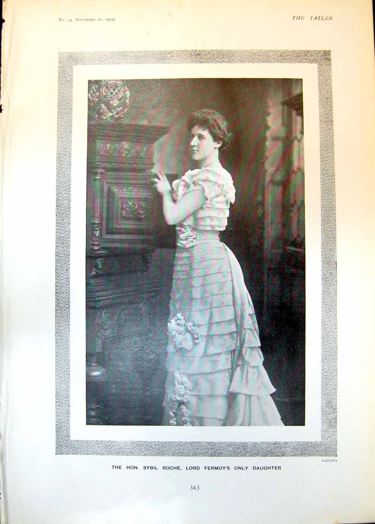Old Print Sybil Roche Lord Fermoys Daughter Peter Latham Corinthians 1902 20th