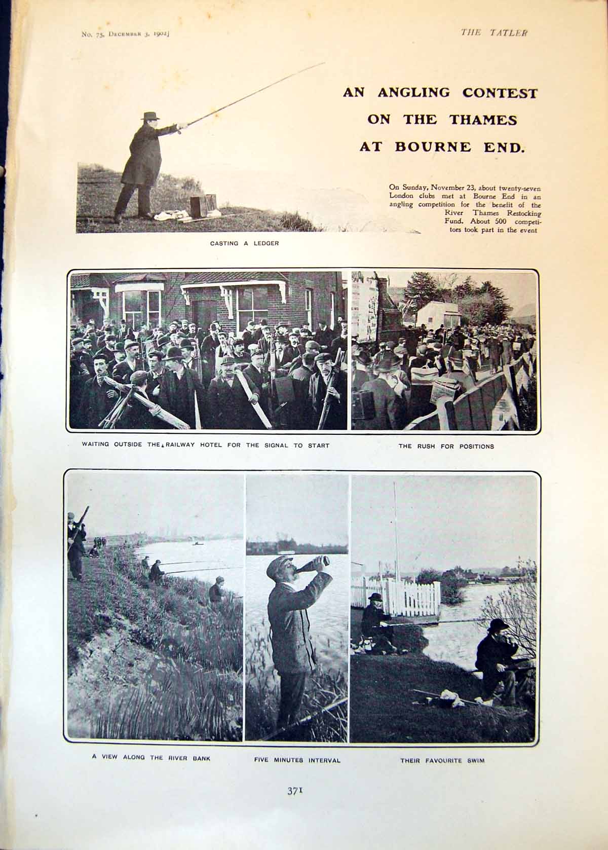 Antique Print Angling Contest Thames Stanley Show Motor Bicycle Gears 1902 20th