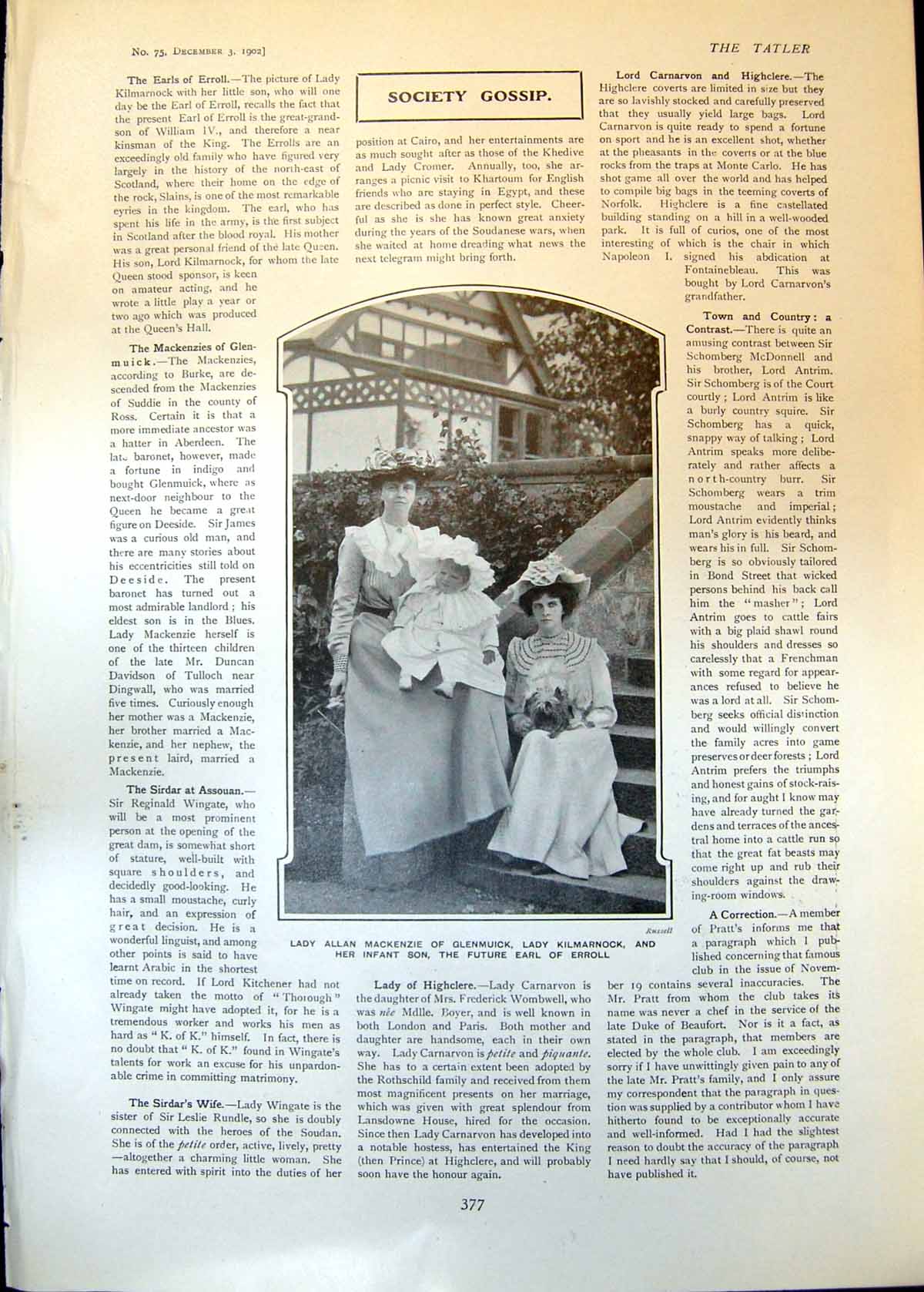 Antique Print Lady Allan Mackenzie Lady Kilmarnock Shoot Lodge Maldon 1902 20th