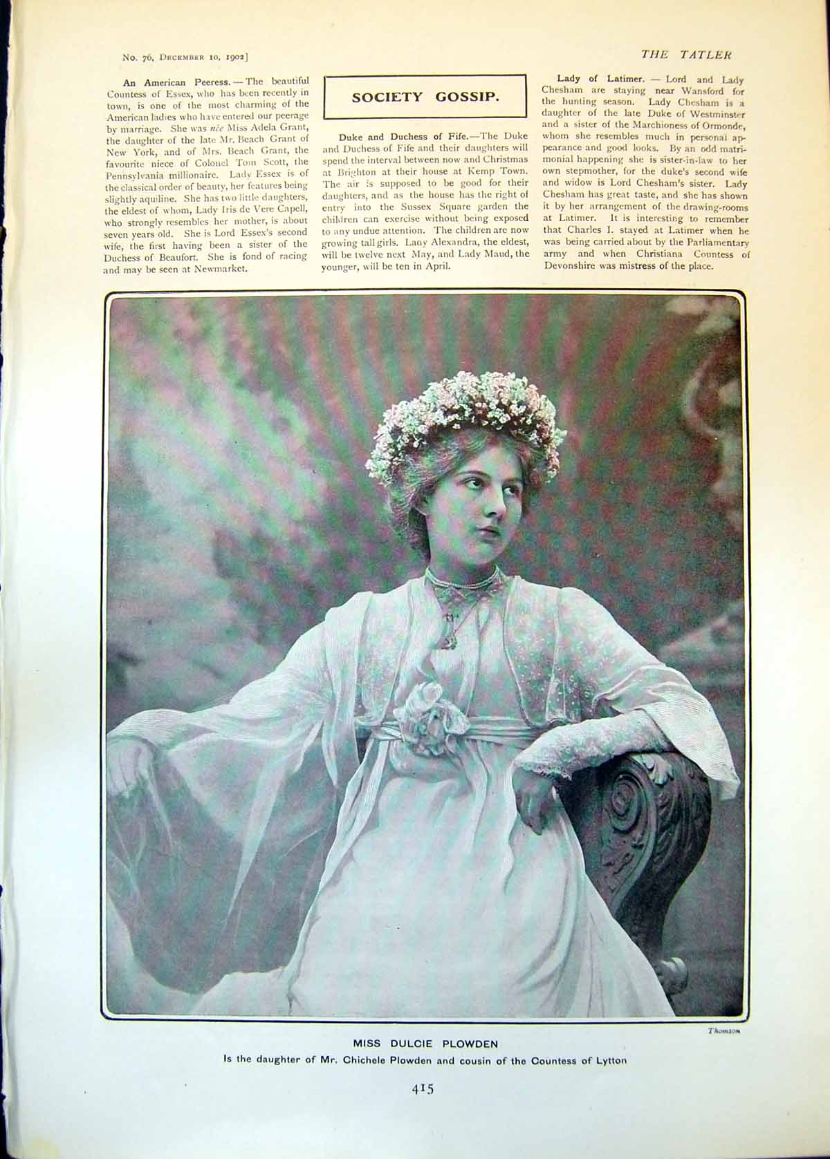 Old Dulcie Plowden Daughter Chichele Lady Falmouth Lord Penrhyn 1902 20th