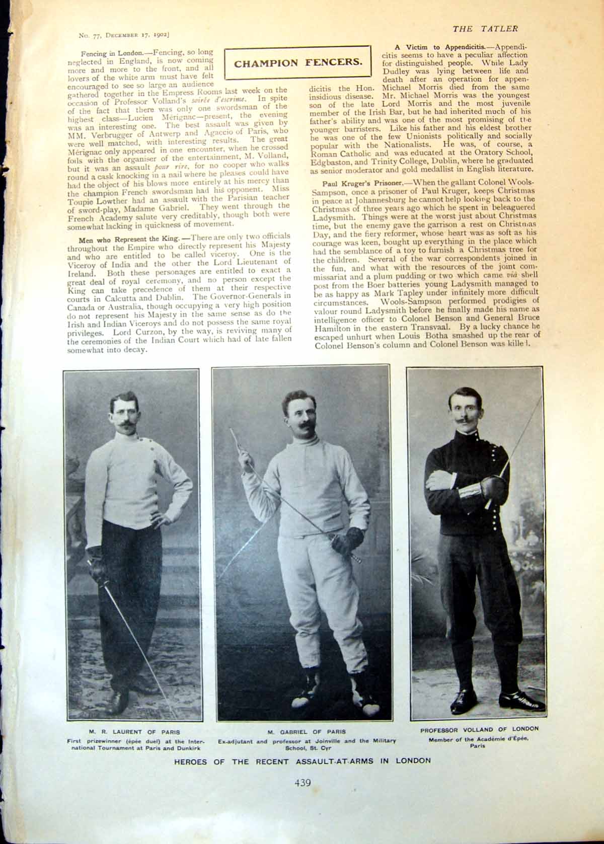 Antique Print Heroes Assault Arms M Laurent M Gabriel Paris PrVolland 1902 20th