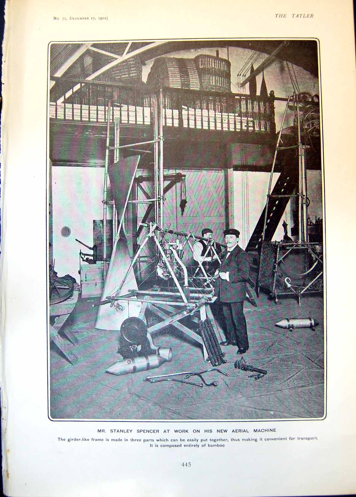 Antique Print Stanley Spencer New Aerial Machine HarJanion Golf Liverpool19