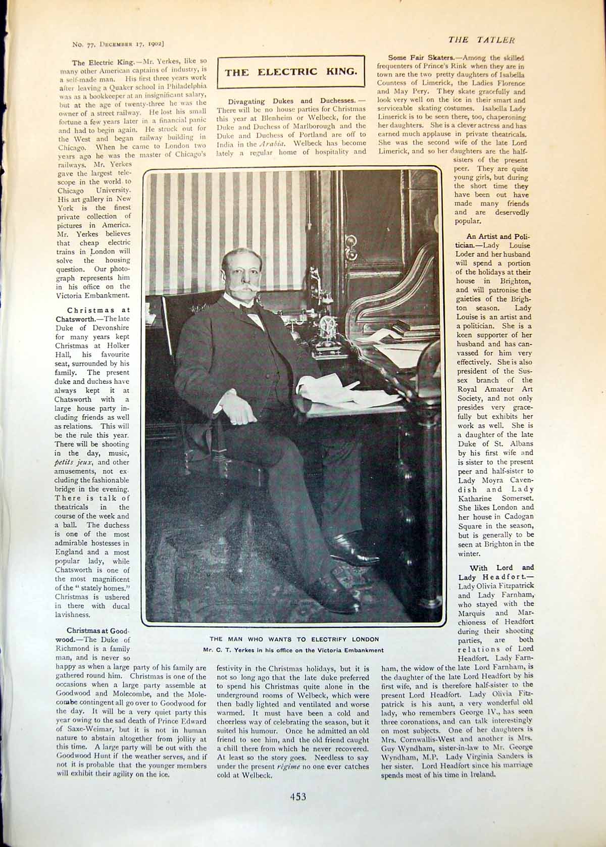 Old Print C Yerkes Wants Electrify London Hon C S Rolls Motor Expert 1902 20th