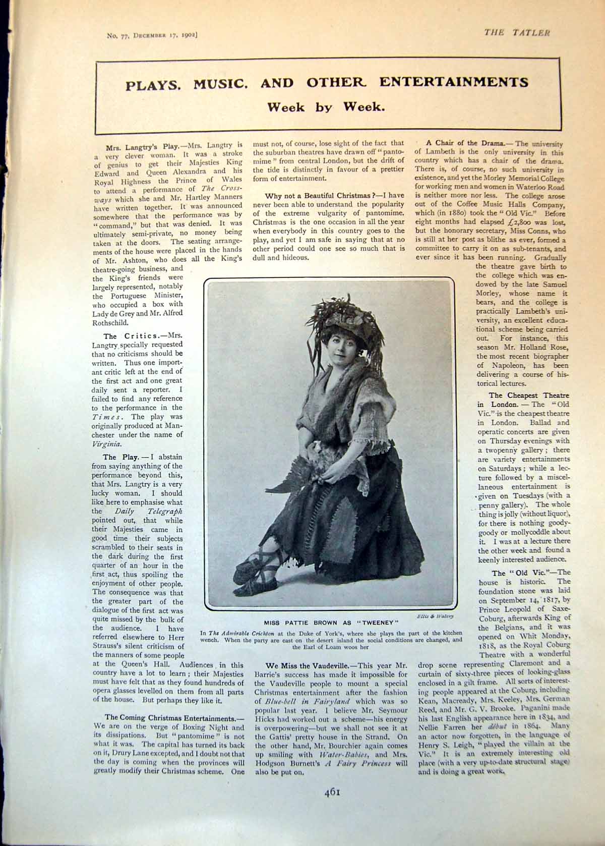 Old Miss Pattie Brown Tweeney Kitty Gordon Kitty Loftus Edna May 1902 20th