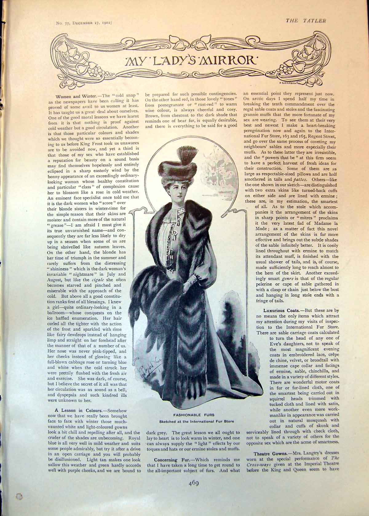 Old Fashionable Furs International Fur Store Evening Gown D Evans 190 20th