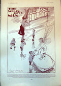Original Old Antique Print Sketch Children Melancholy Man Charles Pears 1902