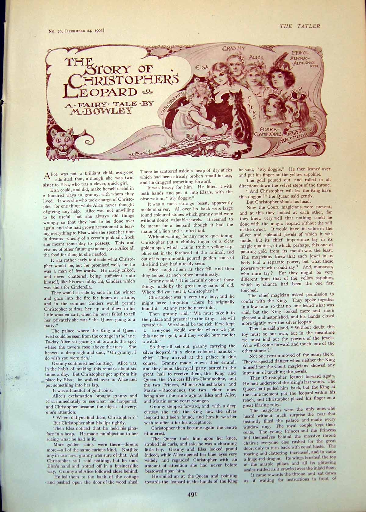 Old Story Christophers Leopard Fairy Tale M Bowley Elvira Alice 1902 20th
