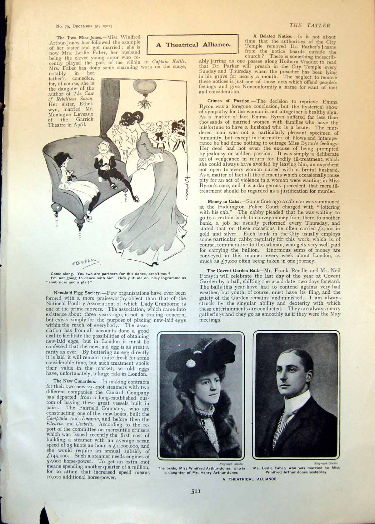 Old Print W Arthur-Jones Wed Leslie Faber Duel Rome Chamber Deputies 1902 20th