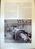 Original Old Antique Print Firing Whitehead Torpedo Deadly Weapon 1902 20th