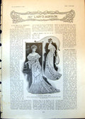 Antique Print Dinner Gown Ivory Crepe De Chine Tea Frock Cream Canvas 1902 20th
