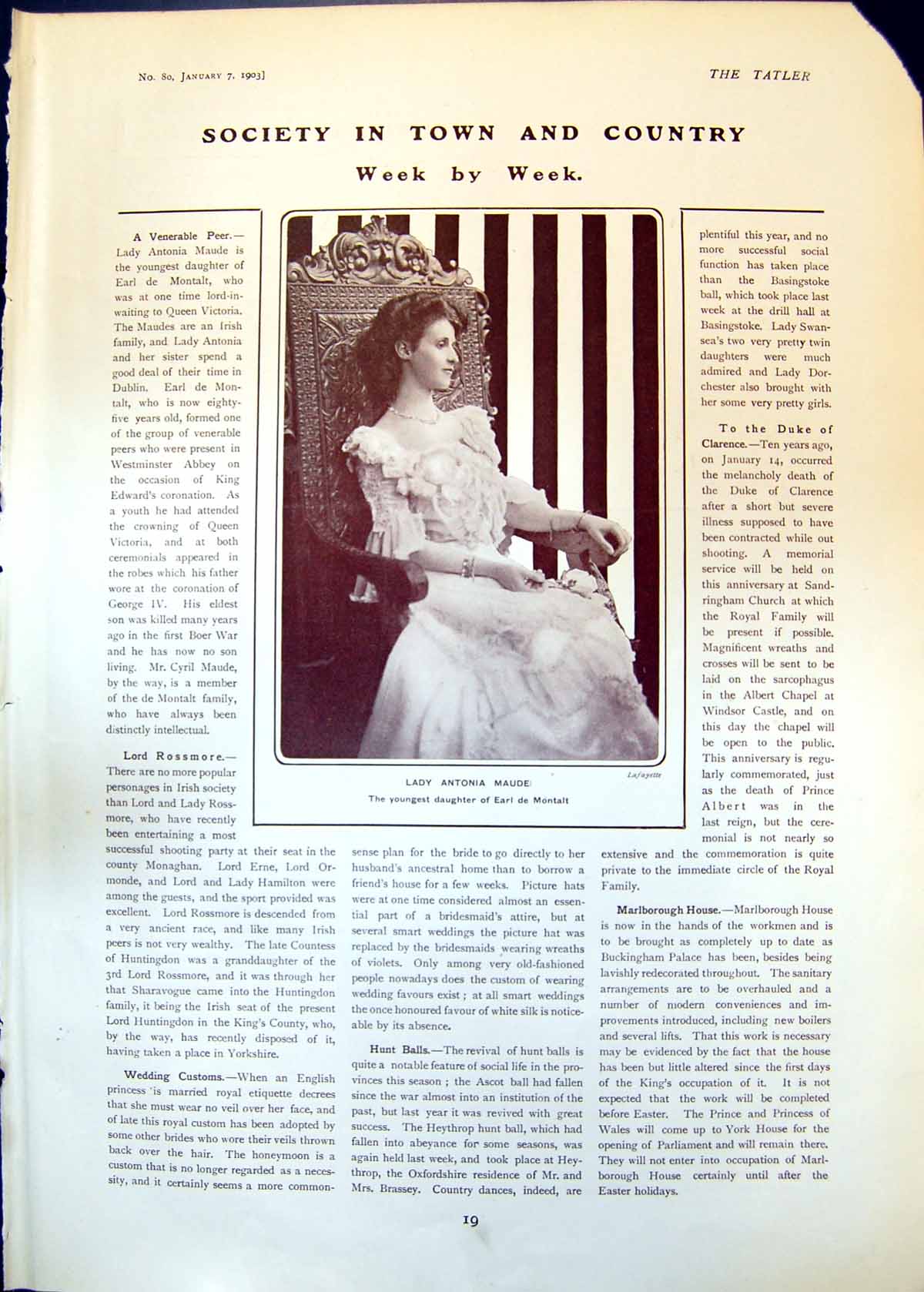Old Print Lady Antonia Maude Masters F & A Anson Twins Lady Sassoon 1903 20th