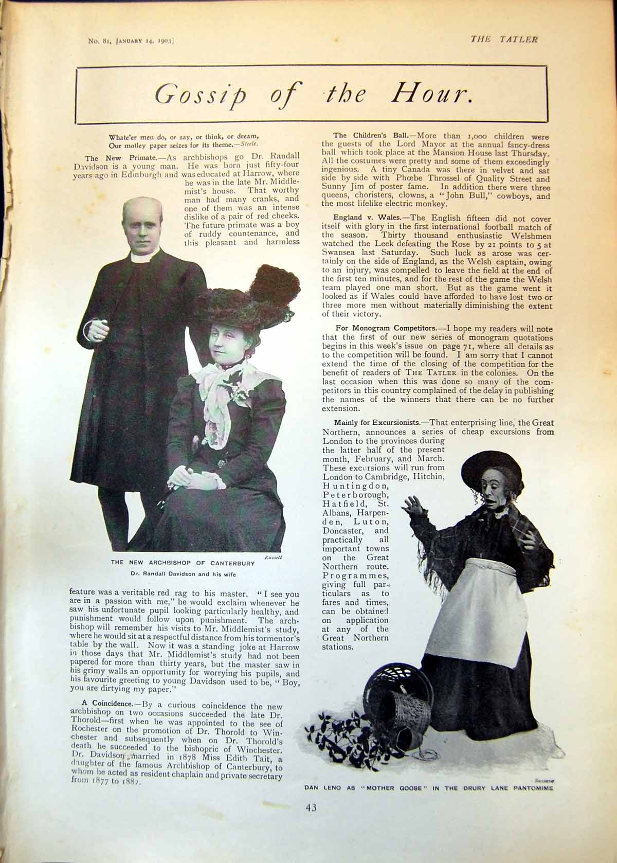 Antique Print Dr Randall Davidson Archbishop Canterbury Joyce Granger 1903 20th