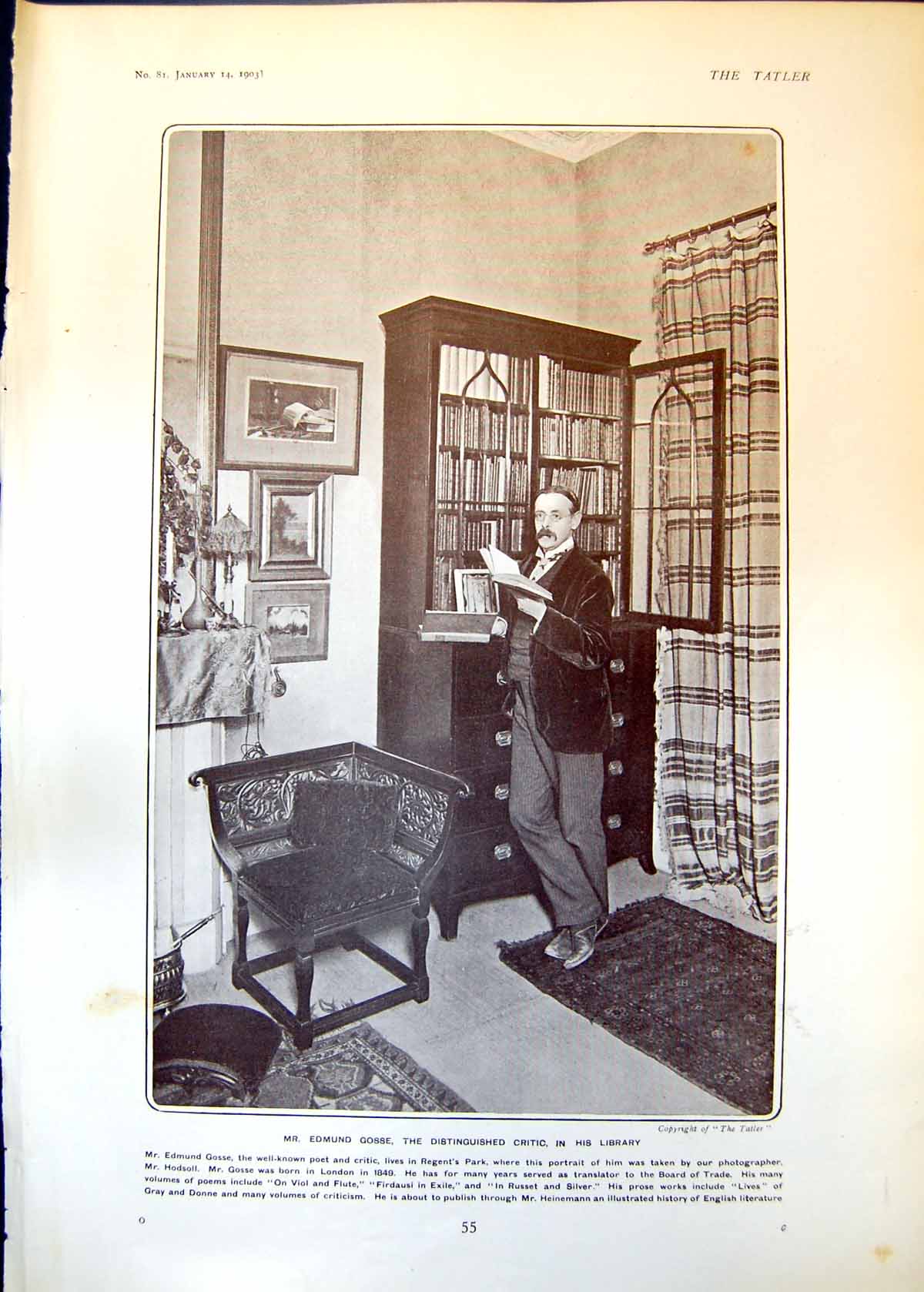 Old Edmund Gosse Poet Critic Library C Melville Hon Sec Golfers Assoc