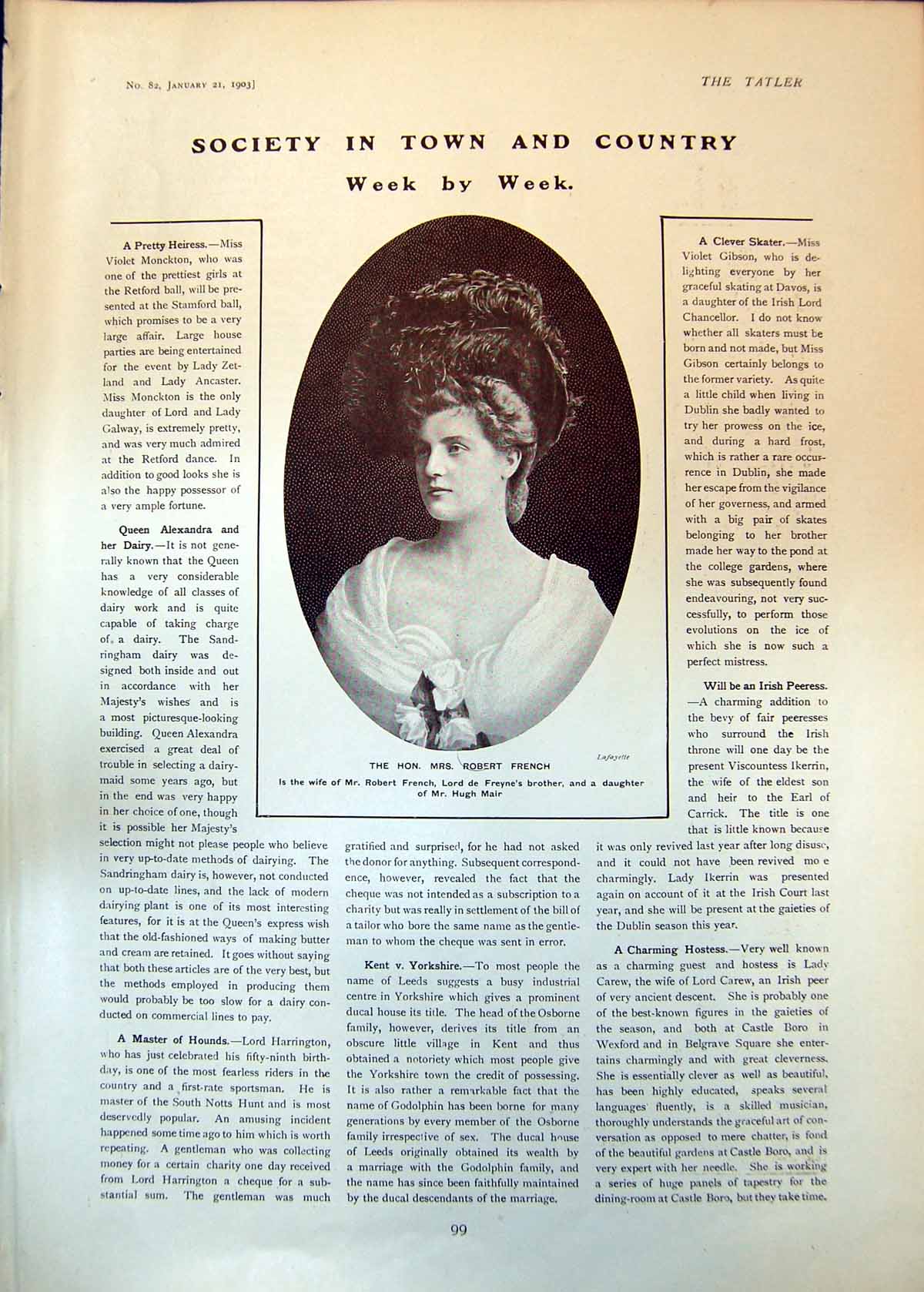 Old Mrs Robert French Lord Castlerosse Comic Opera Co Wild Rose 1903 20th