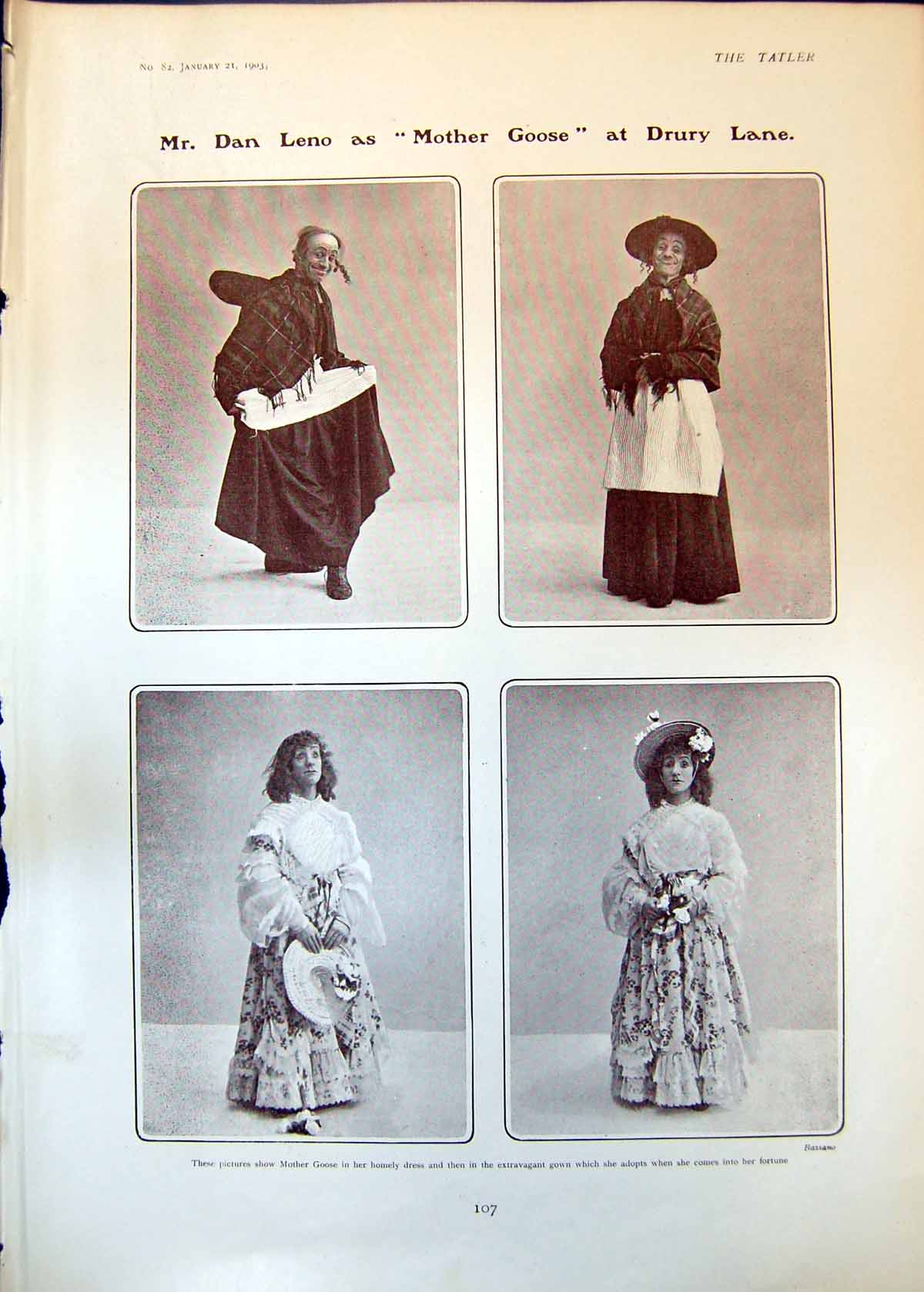 Old Dan Leno Mother Goose Vesta Tilley Chatterton Beatrice Terry 1903 20th