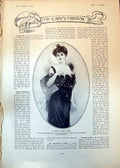 Antique Old Print Pretty Dinner Dress Blouse Walking Costume Ivory Silk 1903