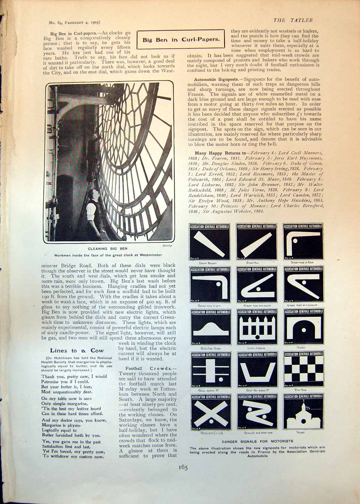 Old Cleaning Big Ben Danger Signals Motorists Ida Parkinson-Taylor 19 20th