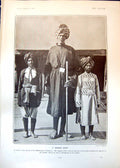 Antique Old Print Durbar GiantFt Service Maharajah Cashmir Study Cats 1903