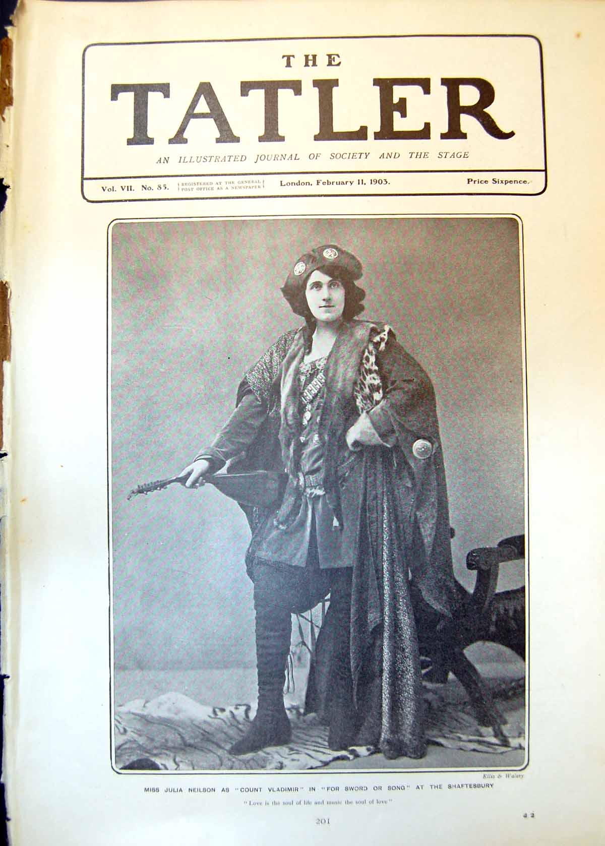 Old Julia Neilson Count Vladimir Sword Or Song Shaftesbury Theatre 19 20th