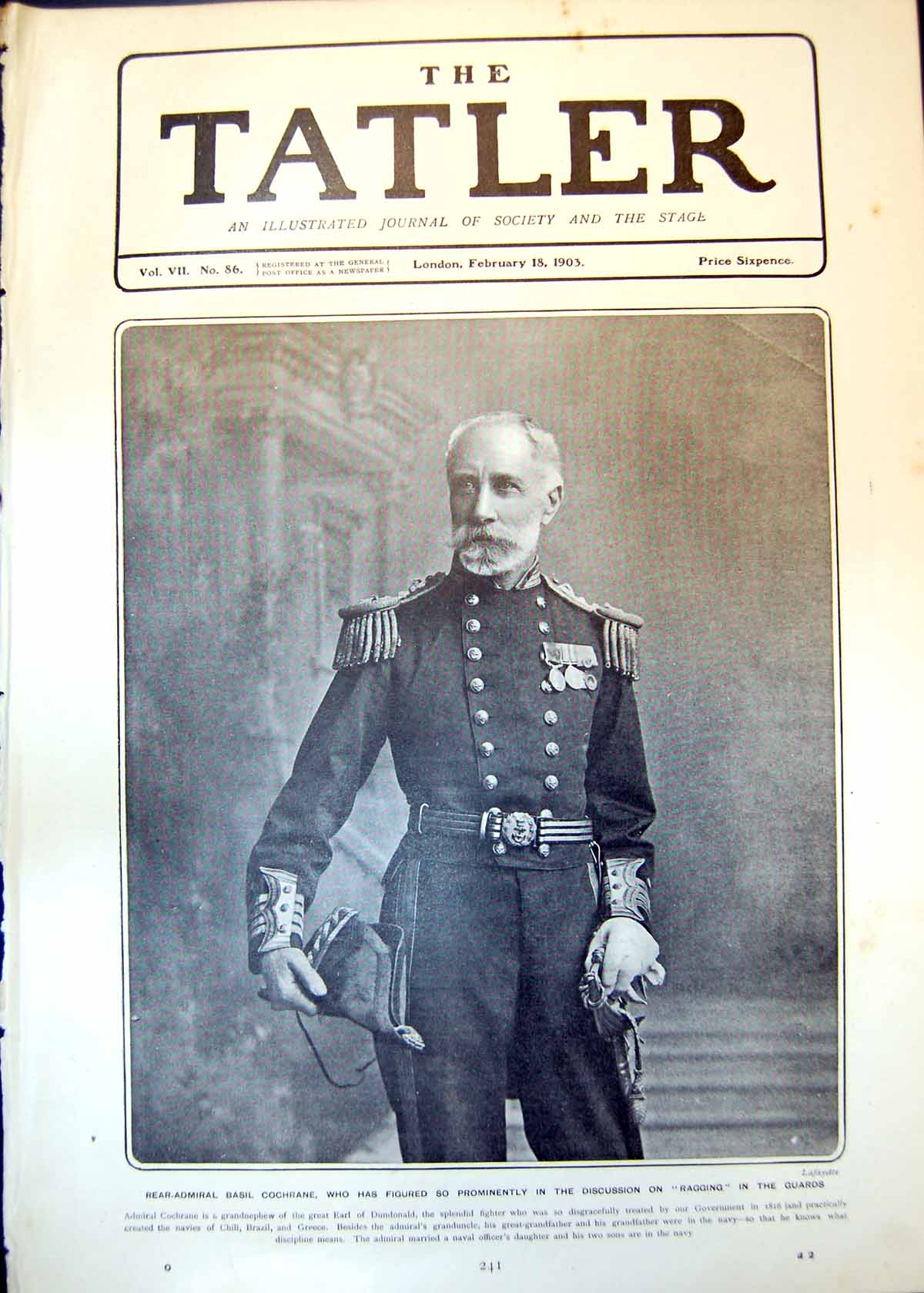Old Rear Admiral Basil Cochrane Figured Discussion Ragging Guards 190 20th