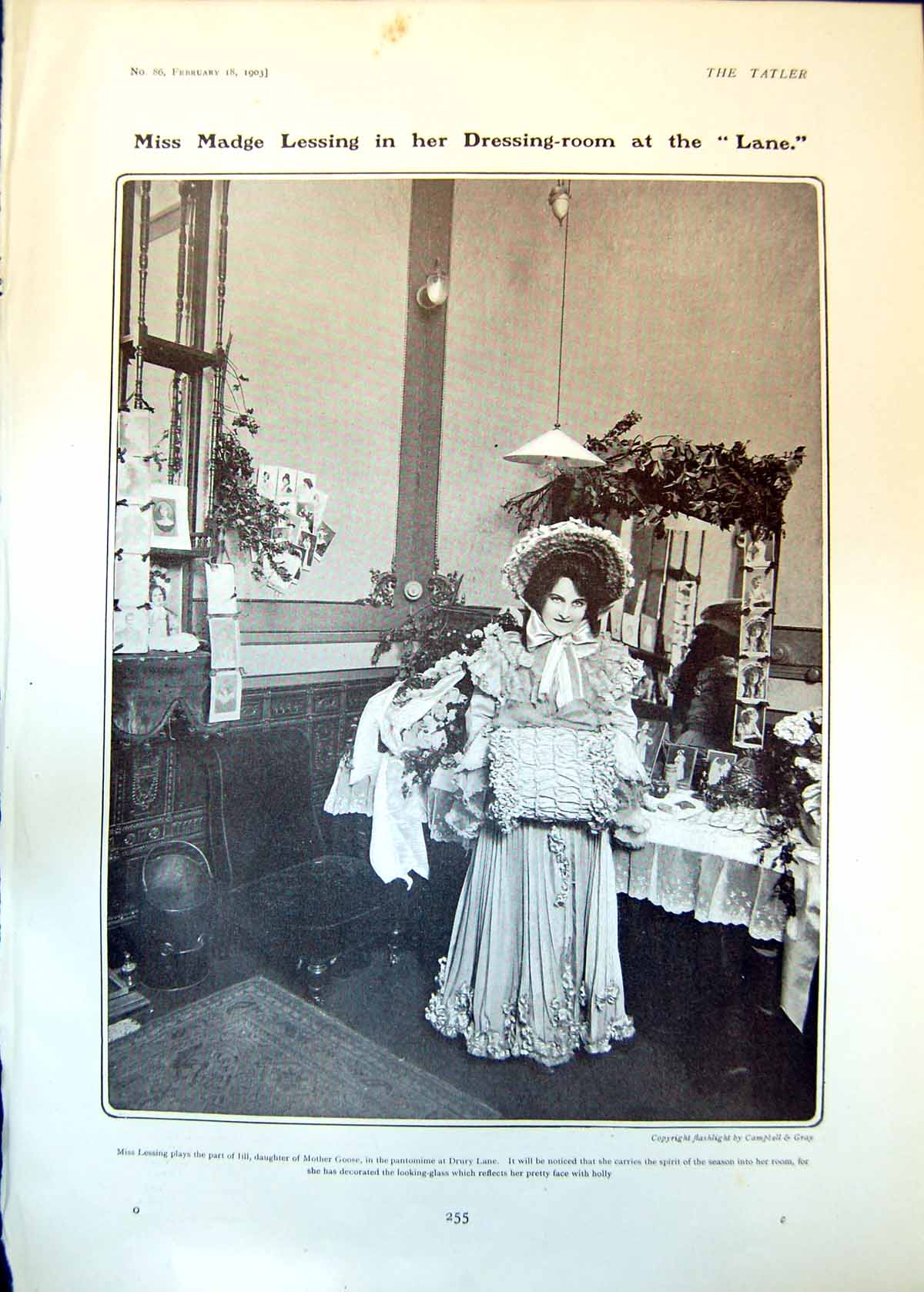 Old Print Madge Lessing Plays Jill Mother Goose Pantomine Drury Lane 1903 20th