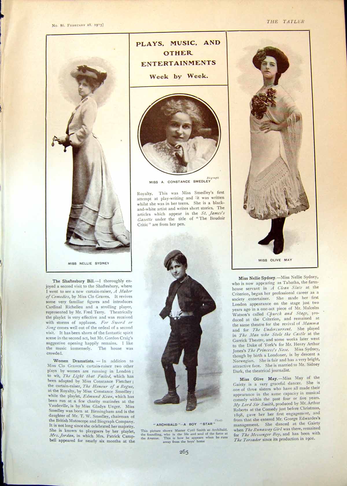 Old Nellie Sydney Olive May Cyril Smith Lilian Eldee Karl Sweetheart