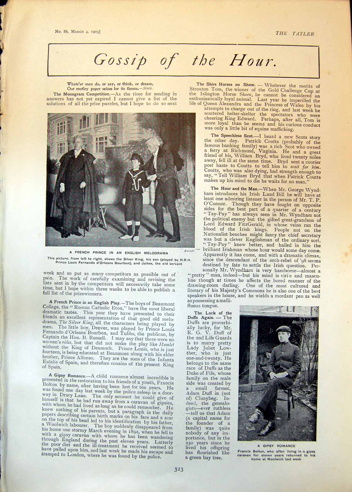 Antique Old Print Silver King Melodrama Francis Bolton Key Tower London 1903