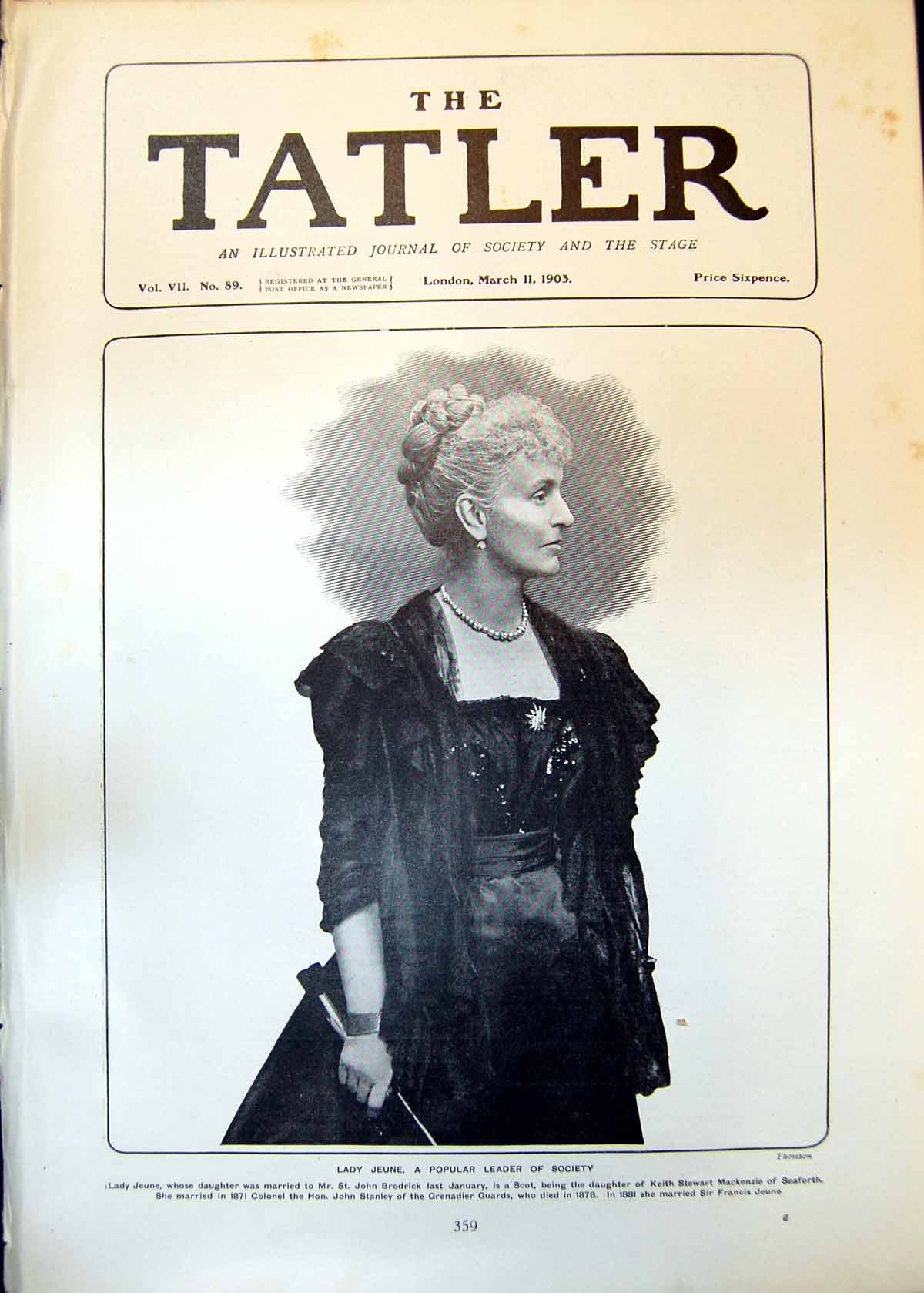 Old Lady Jeune Scot Married 1871 Col John Stanley 1881 Francis Jeune Victorian
