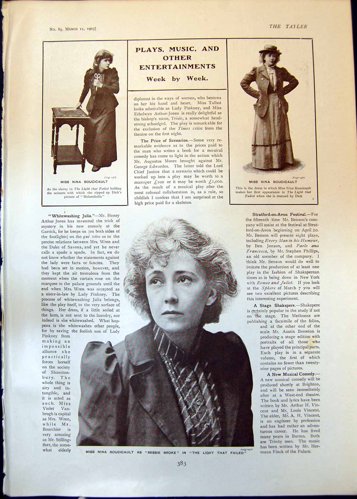 Old Nina Boucicault Bessie Broke Henry Viii Cooper Cliffe A Lyle 1903 20th