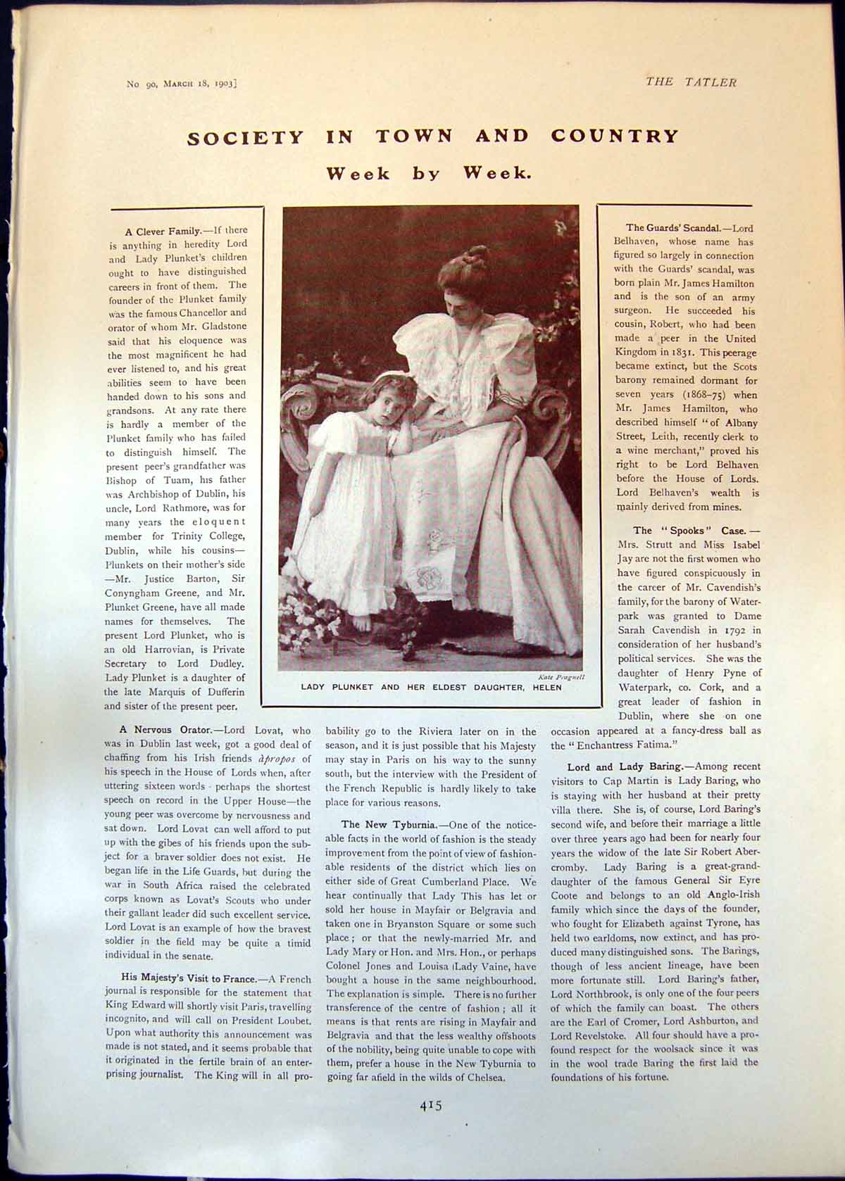 Antique Old Print Lady Plunket Helen Lady Hermione Herbert Maxwell Coote 1903