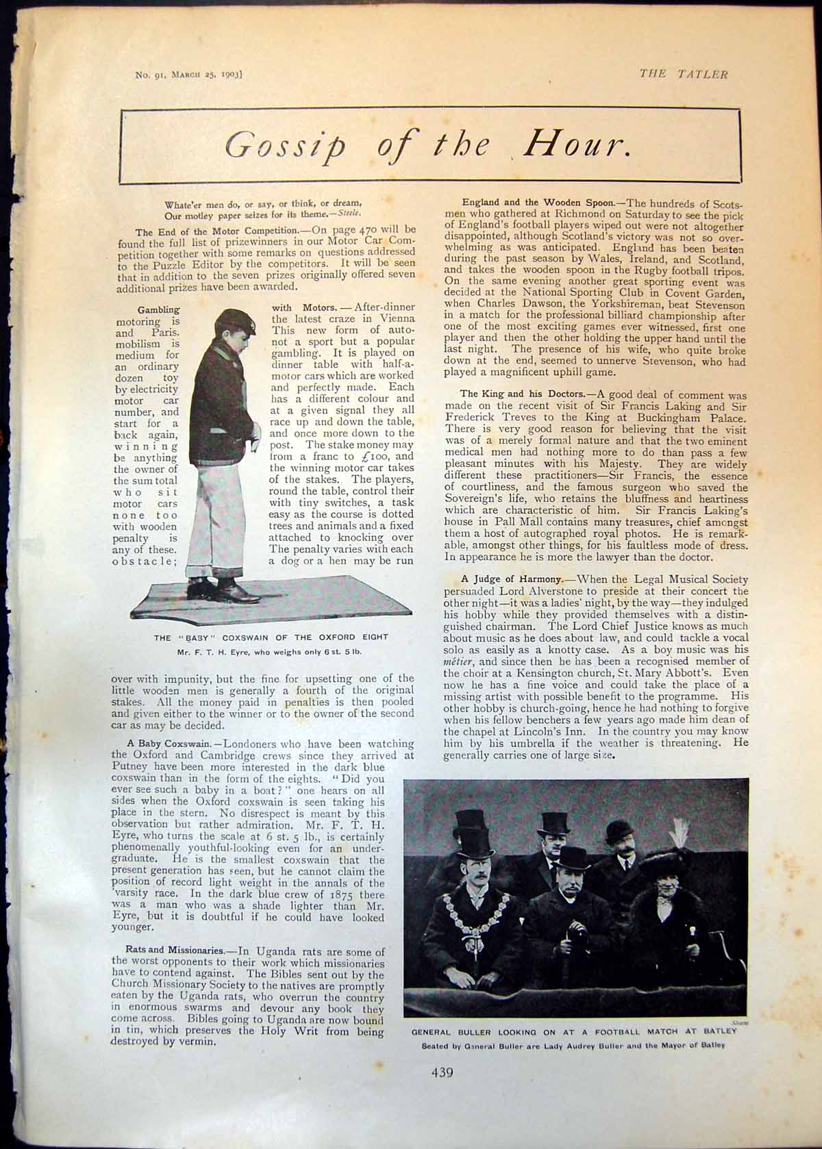 Antique Print Gen Buller Football Batley Launch Shamrock 111 Dumbarton 1903