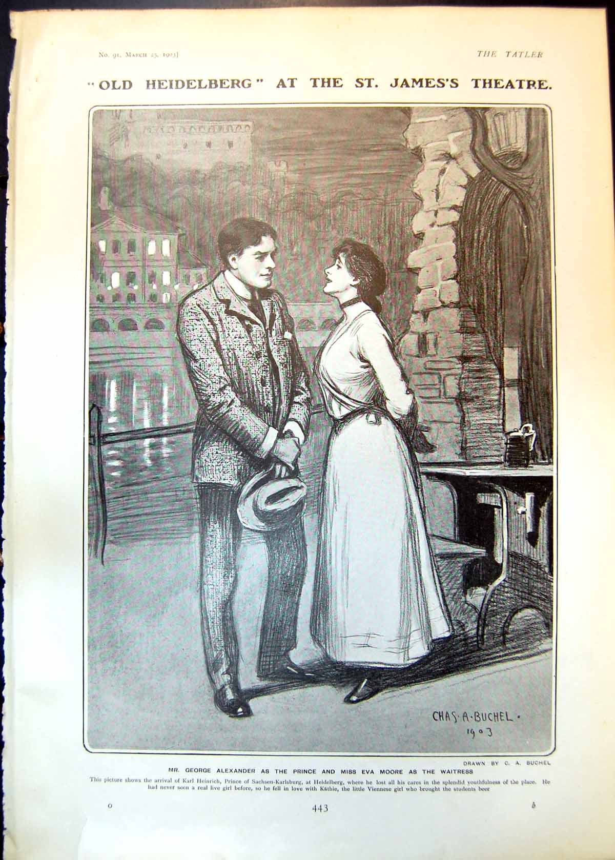 Old Antique Print Heidelberg Indian Squaw Papoose Relic Royal George 1903 20th