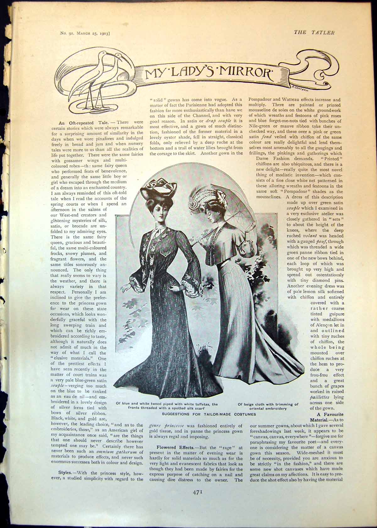 Antique Old Print Costumes Brooch Sir Thomas Lipton Countess Shaftesbury1903