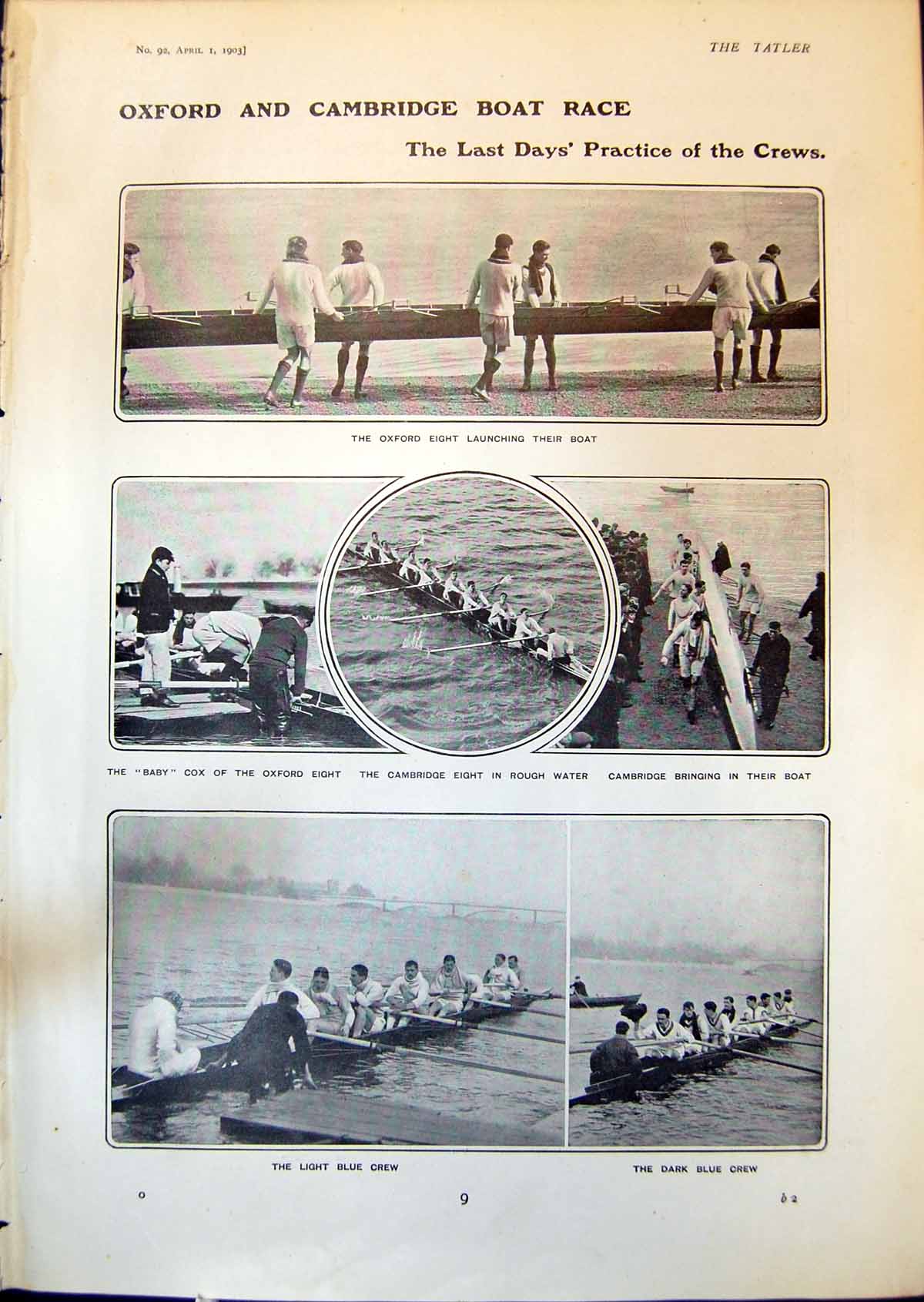 Antique Print Oxford Cambridge Boat Race Yard Newgate Rector Lowestoft 1903