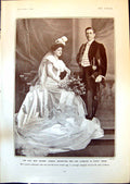 Old Print Mr Mrs George Lawson Johnstone Court Dress King Edward V11 1903