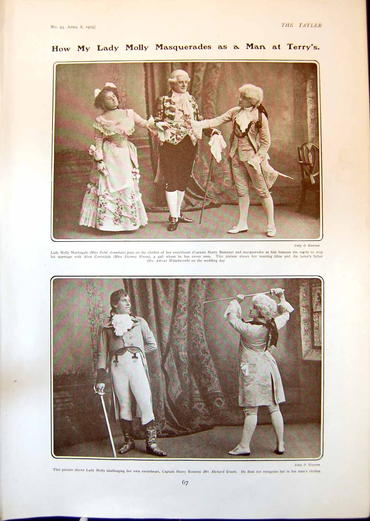 Old Print Lady Molly Martingale Harry Romney Milliner Duchess Ballet 1903 20th