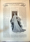 Old Antique Print Ladys Mirror Tea Gown Spring Toilettes Silk Serge 1903 20th
