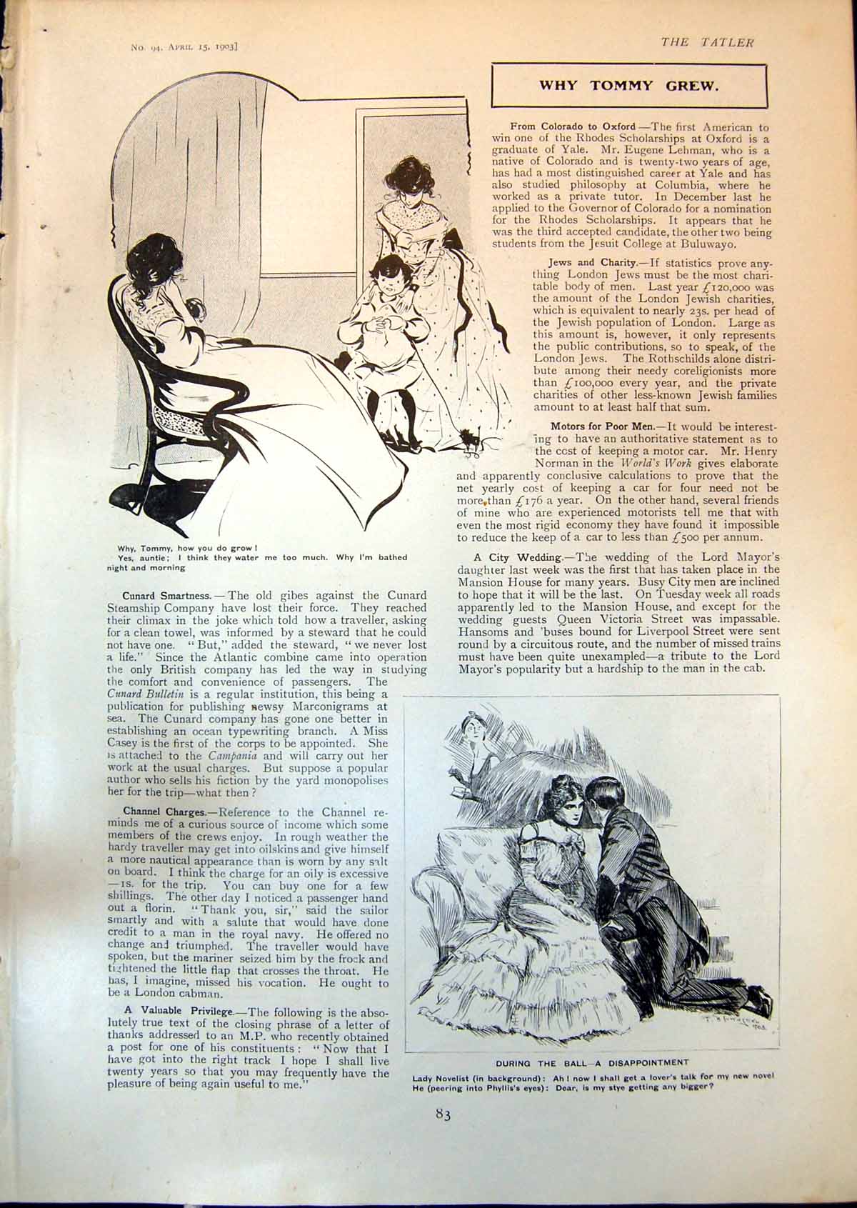 Old Antique Print Why Tommy Grew Cable Chess Match England America 1903 20th