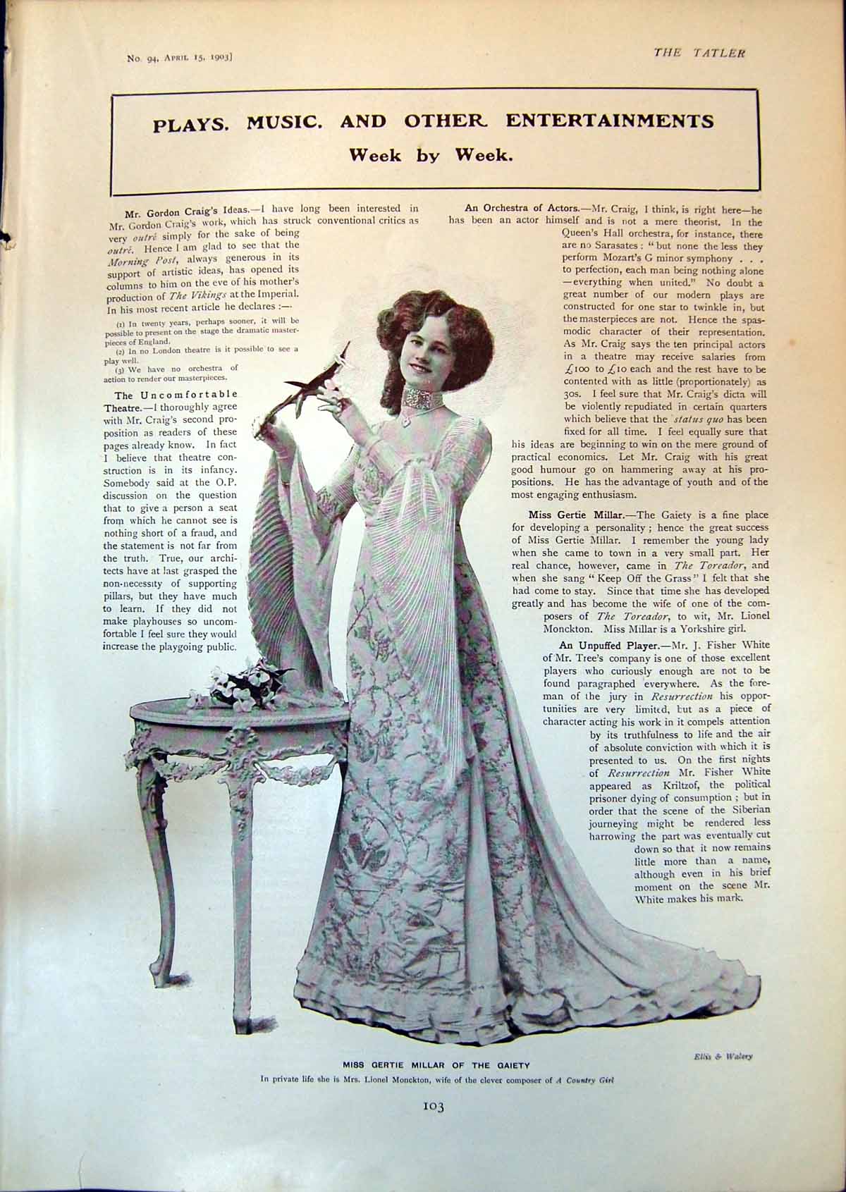 Old Gertie Millar Gaiety Lady Molly Terrys Ella Snyder Girl Kays 1903 20th